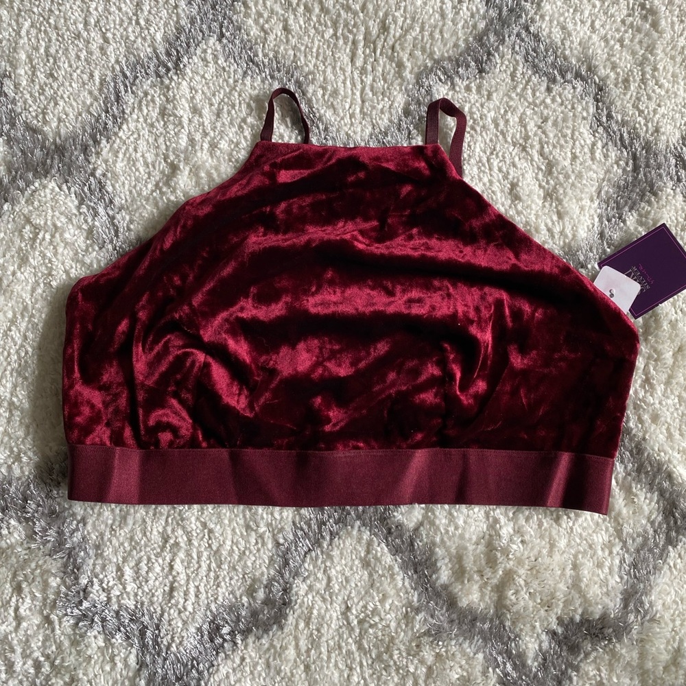 Saki Silver merlot velvet halter crop top
